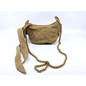B5 Auth BORBONESE Luna Mini Small Tapir Leather Crossbody Bag